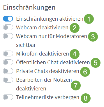 Einstellungen Einschränkungen]