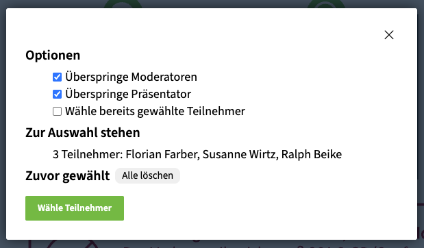 Zufälliger Teilnehmer Optionen